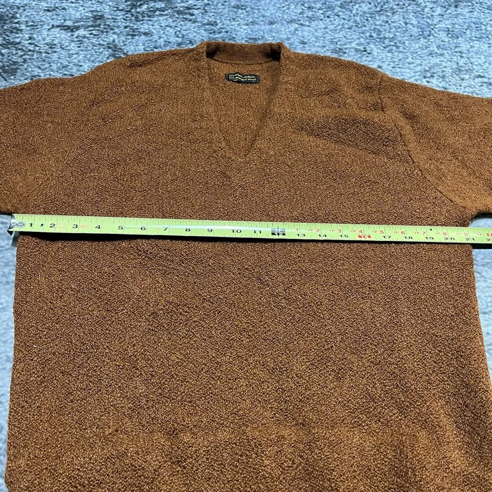 Vintage 70s 80s Mohair Wool Cardigan Sweater‎ Large Burnt Orange Grandpa Casual